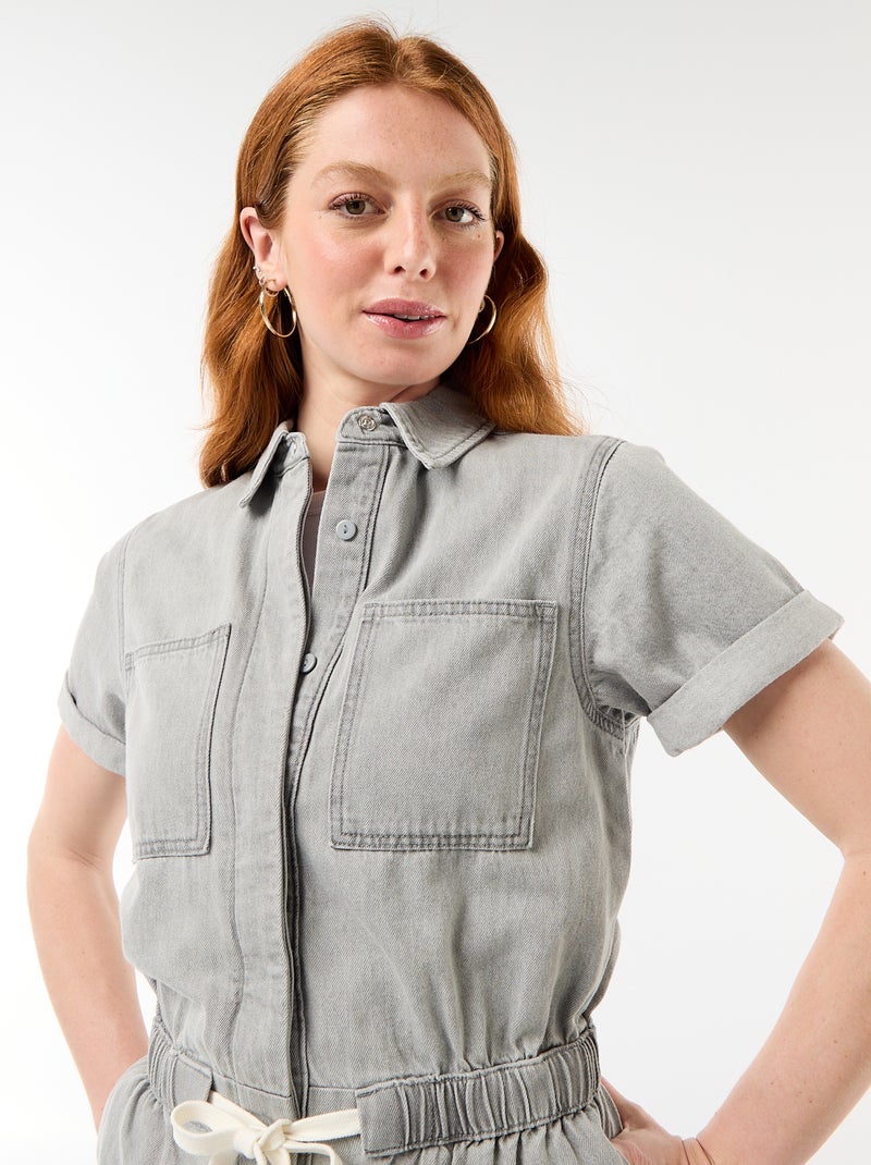 Denim combishort Grijs - Kiabi