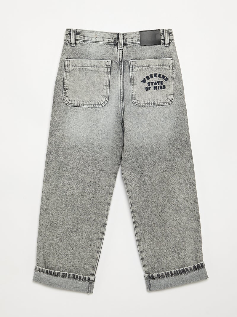 Denim coupe droite à 5 poches Gris - Kiabi