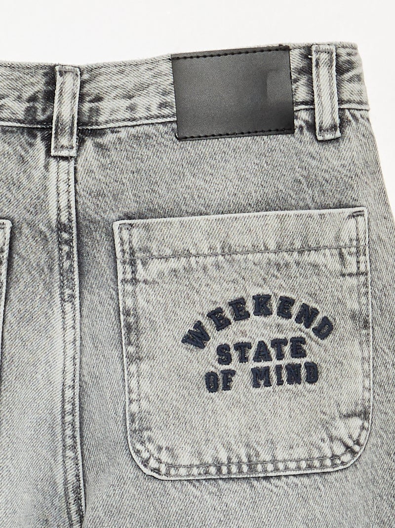 Denim coupe droite à 5 poches Gris - Kiabi
