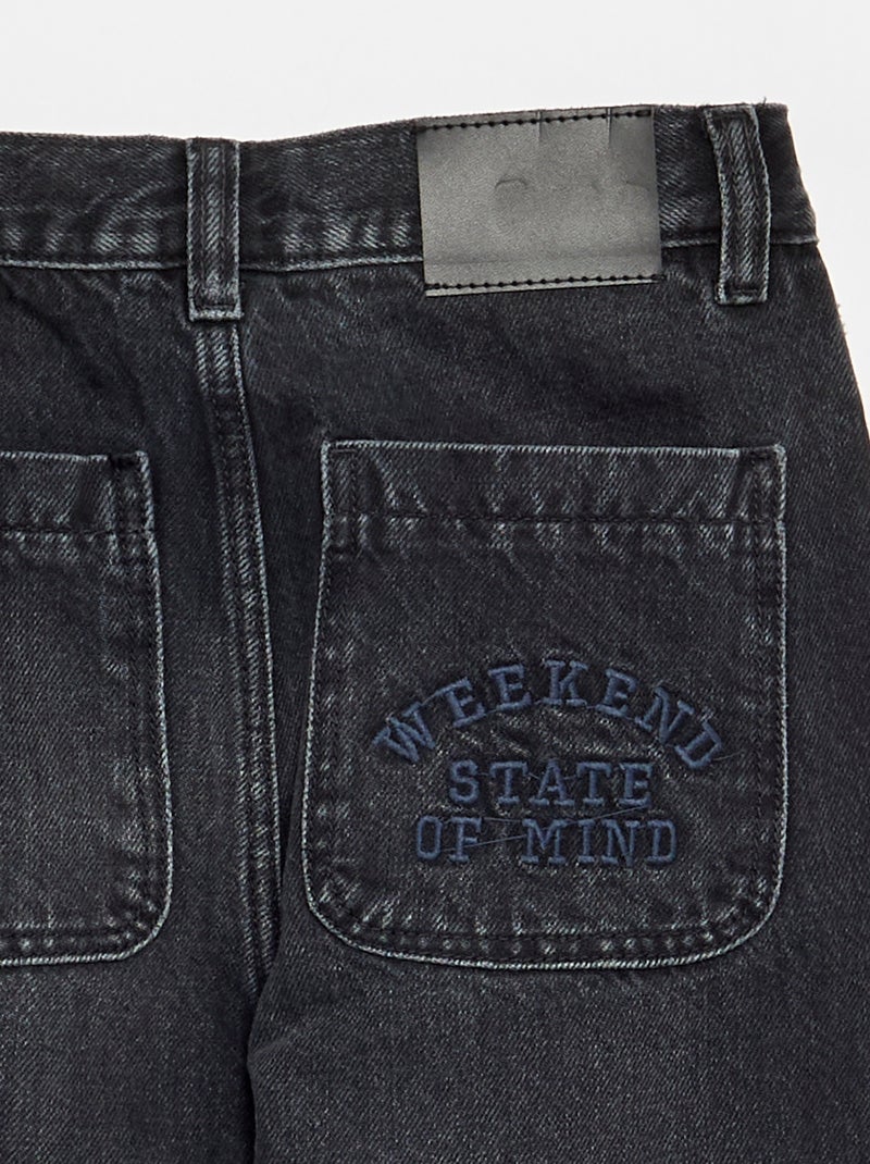 Denim coupe droite à 5 poches Noir - Kiabi