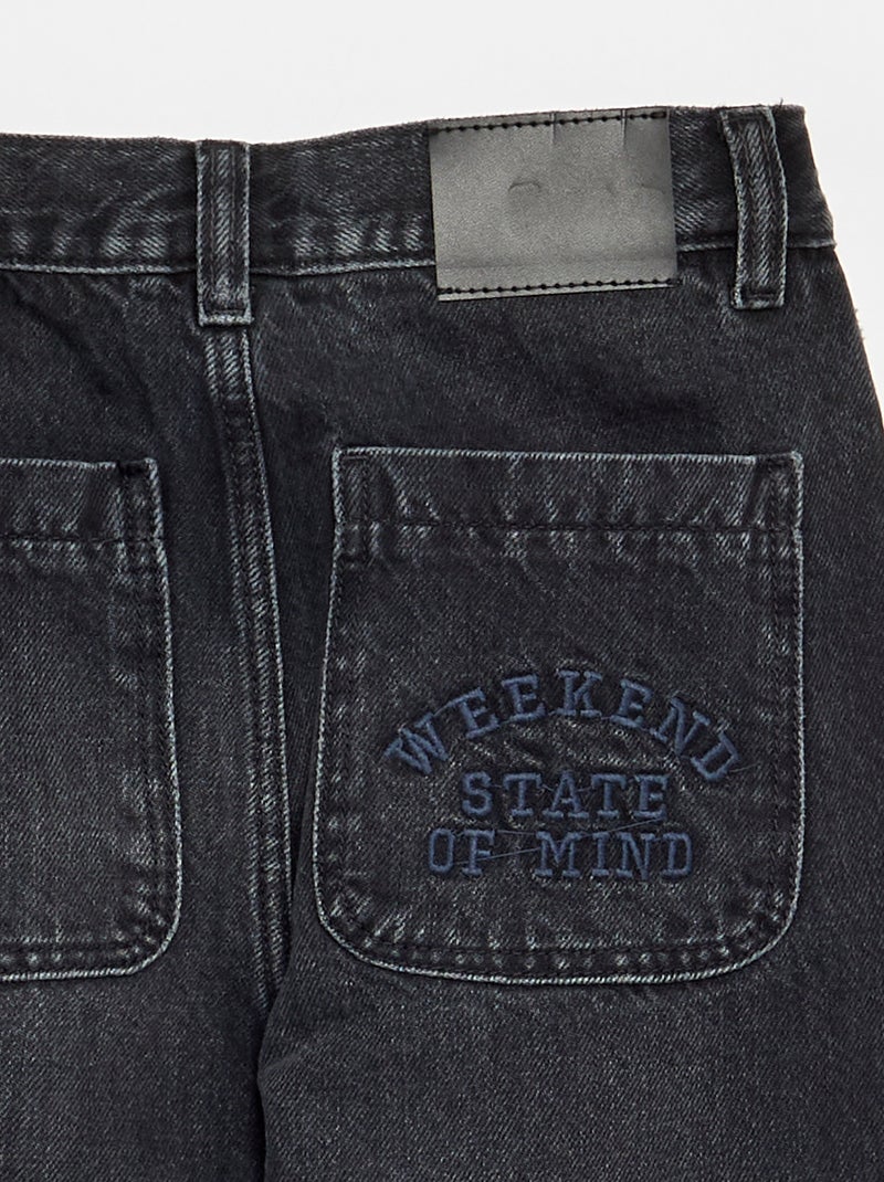 Denim coupe droite à 5 poches Noir - Kiabi