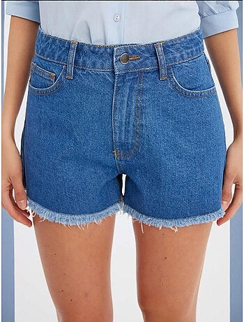 Denim effen hoge taille shorts hiccup