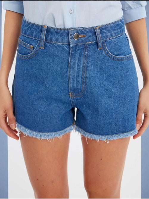Denim effen hoge taille shorts hiccup - Kiabi Denim effen hoge taille shorts hiccup - Kiabi