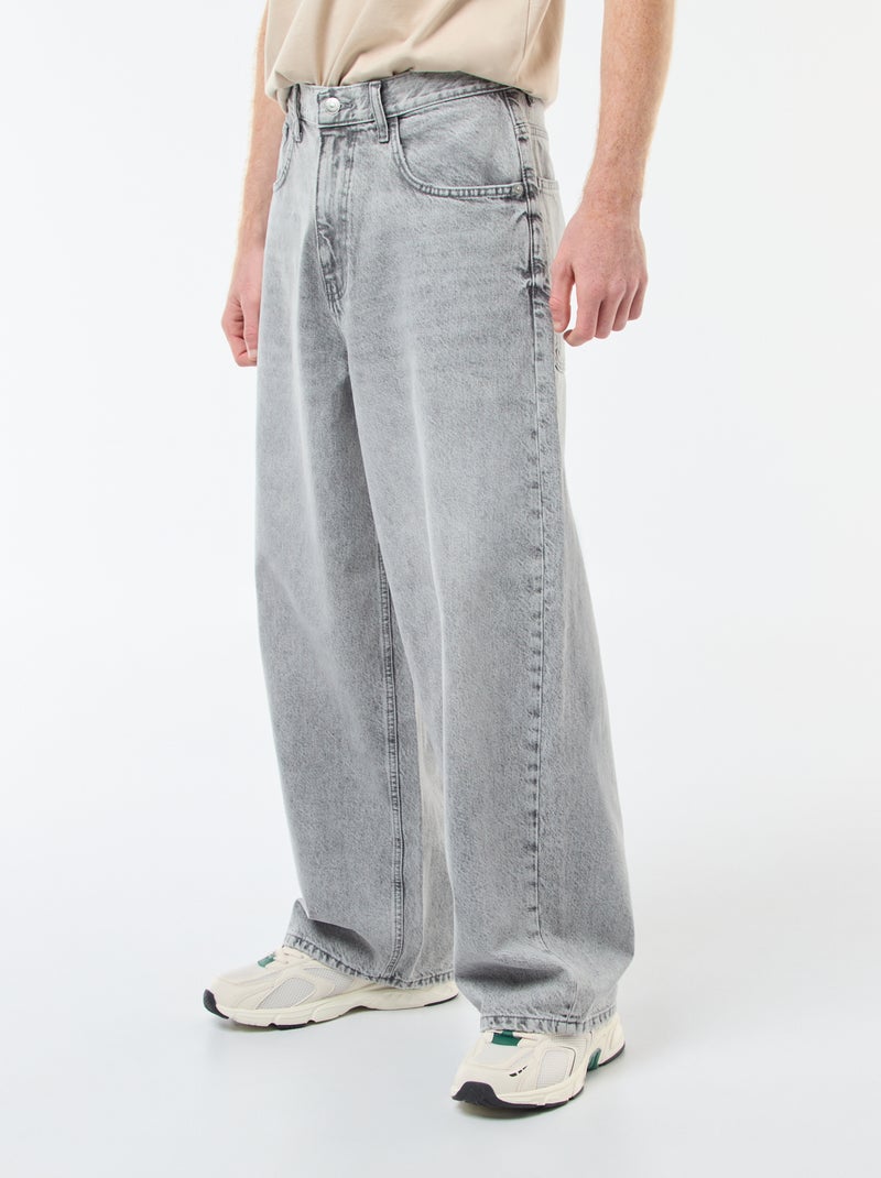 Denim fit baggy van katoen Grijs - Kiabi