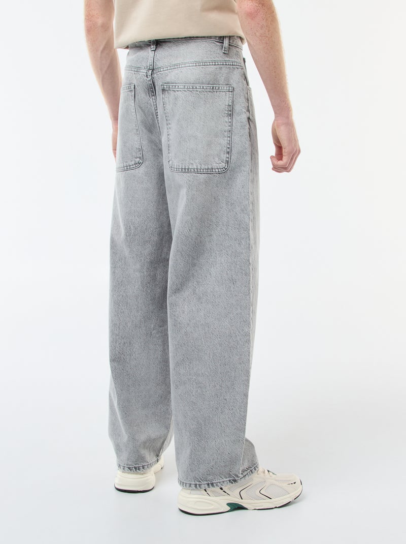 Denim fit baggy van katoen Grijs - Kiabi