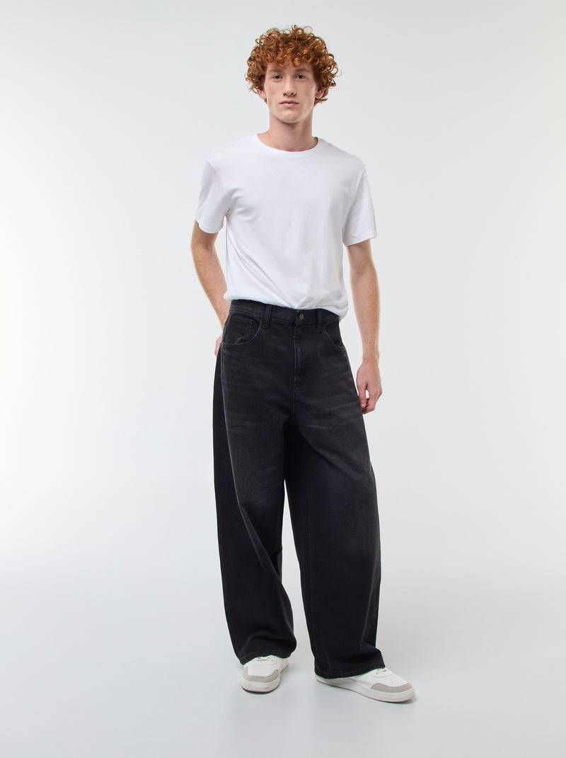 Denim fit baggy van katoen Zwart - Kiabi