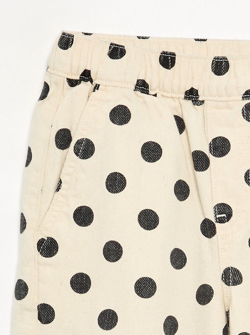 Denim forme barrel imprimé 'pois' Blanc - Kiabi
