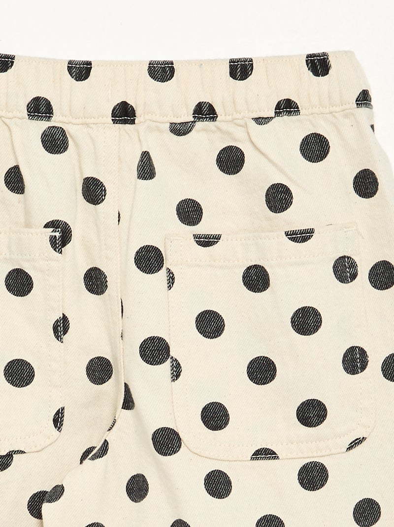 Denim forme barrel imprimé 'pois' Blanc - Kiabi