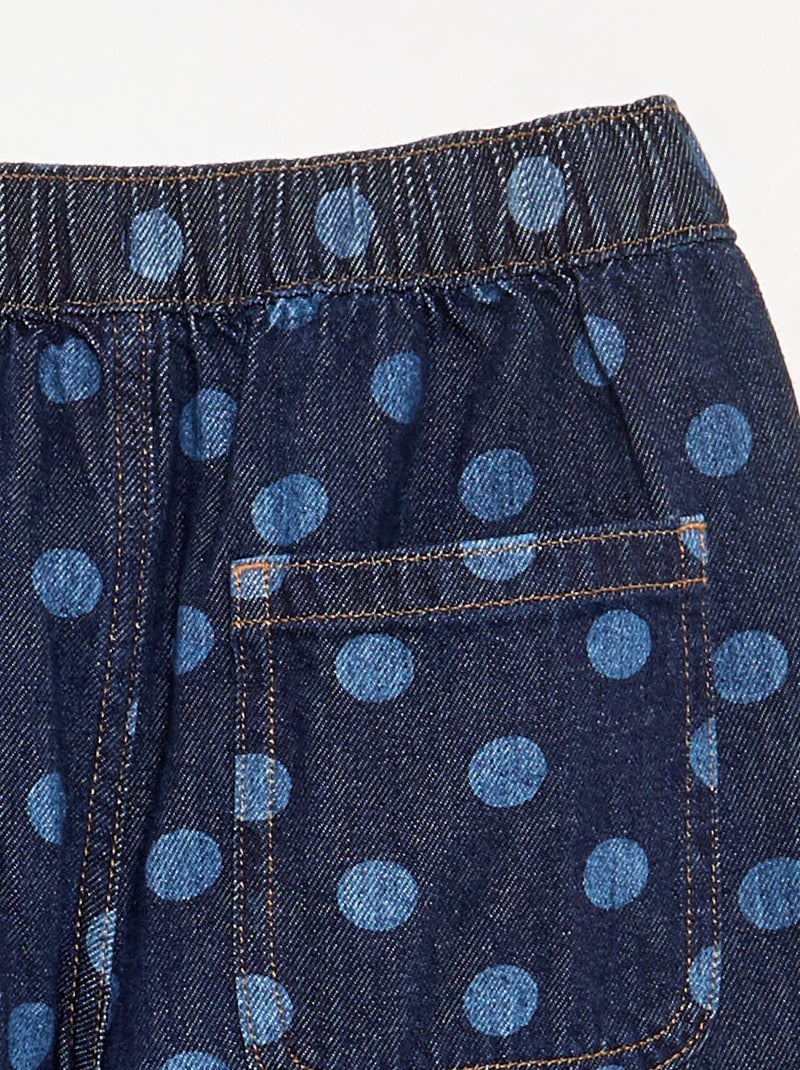 Denim forme barrel imprimé 'pois' Bleu - Kiabi