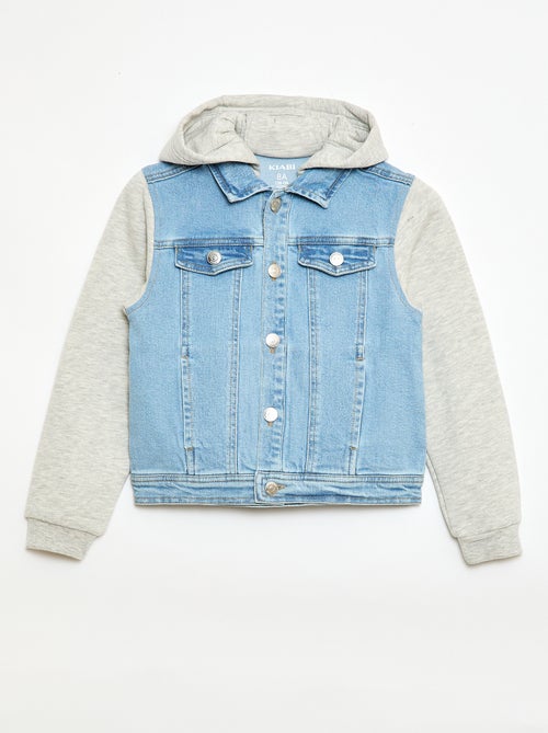 Denim jack met capuchon van jersey - Kiabi