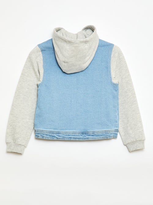 Denim jas met capuchon van jersey - Kiabi