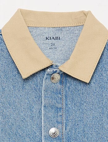 Denim jas met contrasterende puntkraag