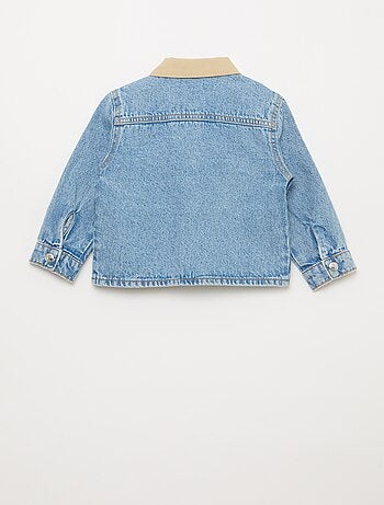 Denim jas met contrasterende puntkraag