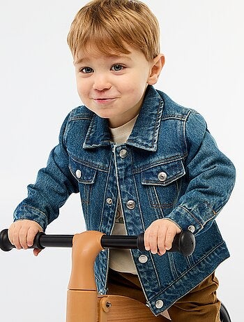 Denim jas met drukknoopsluiting