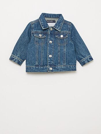 Denim jas met drukknoopsluiting