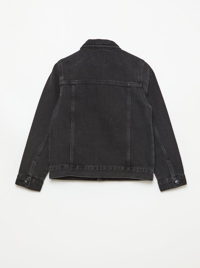 Denim jas met knoopsluiting Zwart - Kiabi