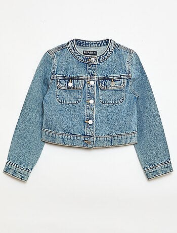 Denim jas met ronde hals