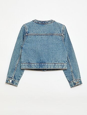 Denim jas met ronde hals