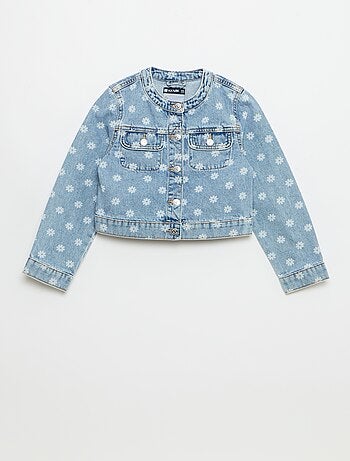 Denim jas met ronde hals