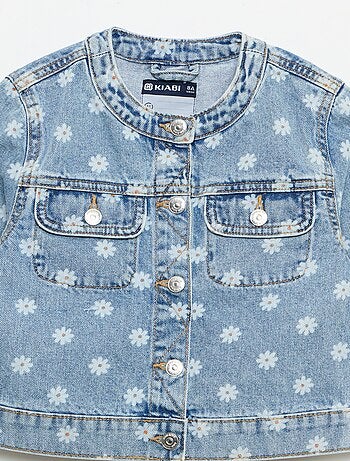Denim jas met ronde hals