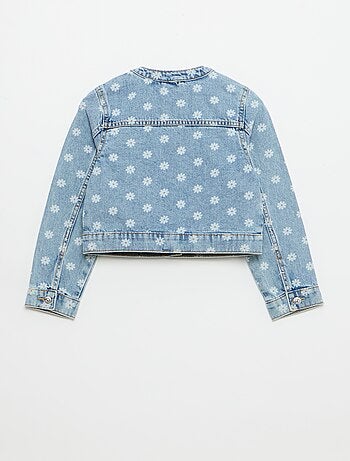 Denim jas met ronde hals