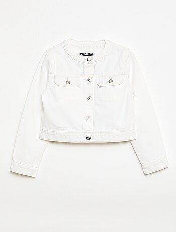 Denim jas met ronde hals