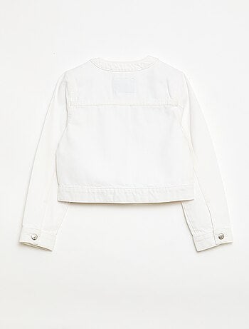 Denim jas met ronde hals