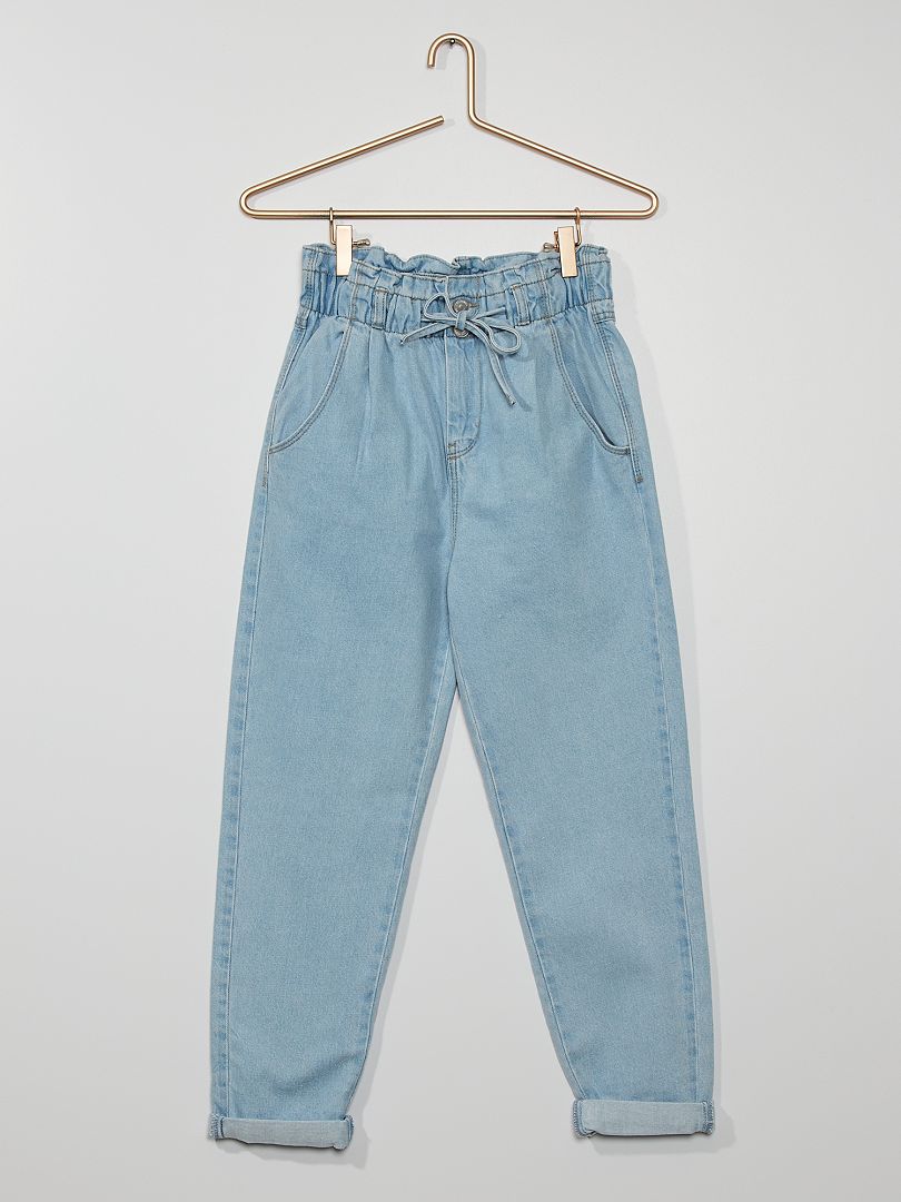 Denim jeans in paperbag-stijl BLAUW - Kiabi