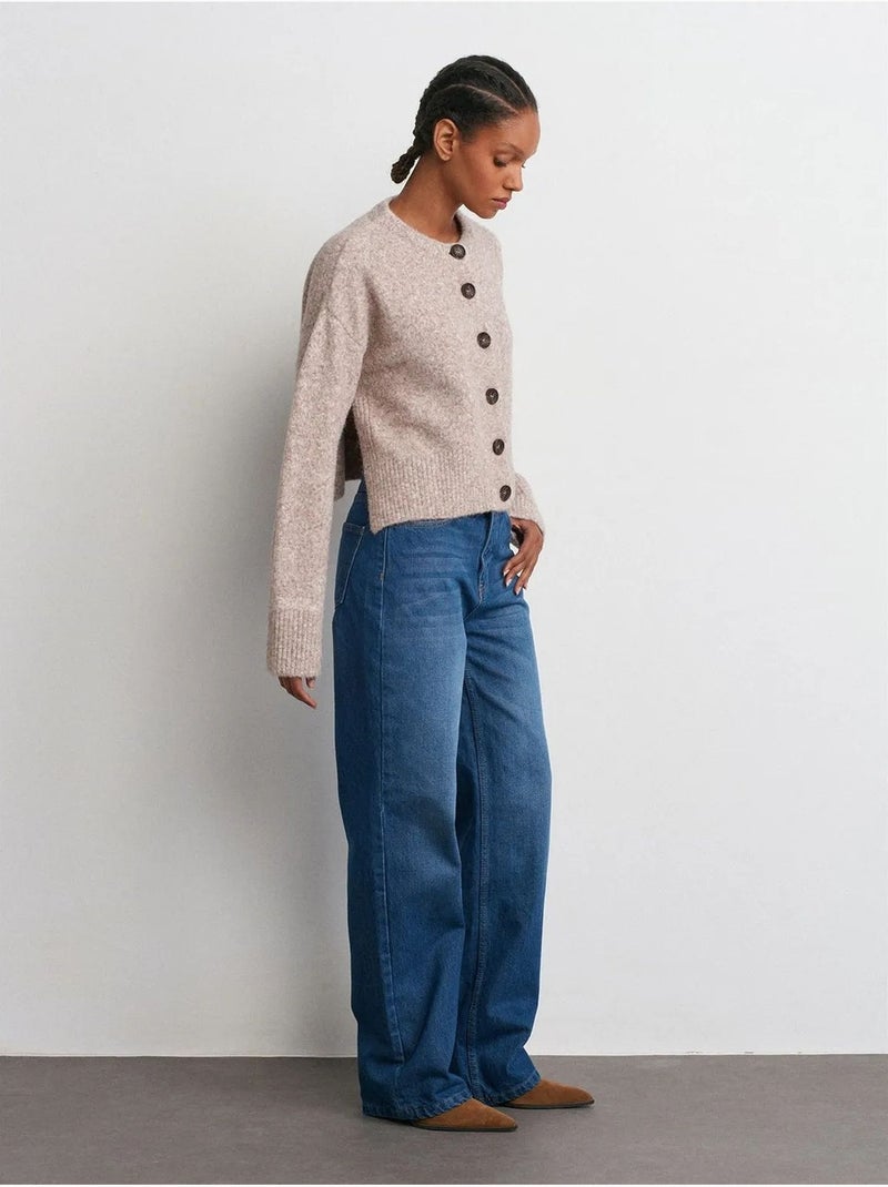 Denim jeans met middelhoge taille en uitlopende pijp dilvin Saffierblauw - Kiabi