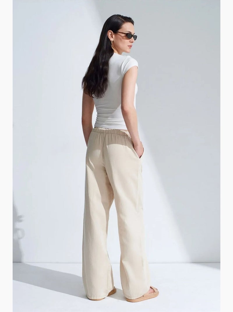 Denim jeans met middelhoge taille en wijde pijp dilvin Klei-beige - Kiabi