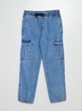 Denim jeans met zakken BLAUW - Kiabi