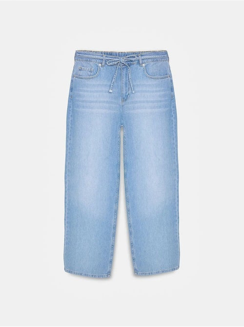 Denim jeans van katoen met hoge taille en wijde pijp dilvin - Kiabi Denim jeans van katoen met hoge taille en wijde pijp dilvin - Kiabi