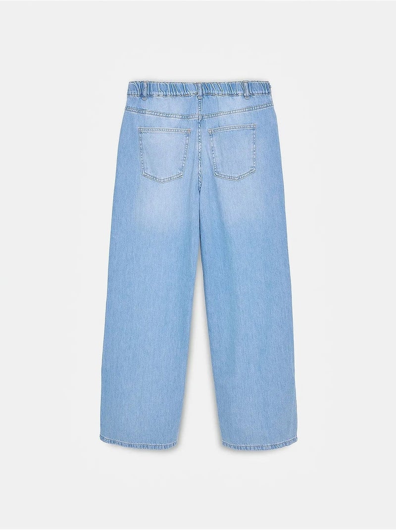 Denim jeans van katoen met hoge taille en wijde pijp dilvin Saffierblauw - Kiabi
