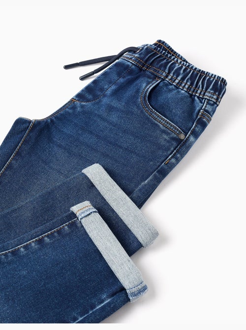 Denim joggers met trekkoord en 5 zakken - Kiabi Denim joggers met trekkoord en 5 zakken - Kiabi