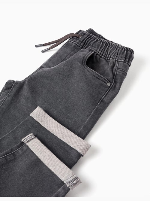 Denim joggers met trekkoord en 5 zakken - Kiabi Denim joggers met trekkoord en 5 zakken - Kiabi