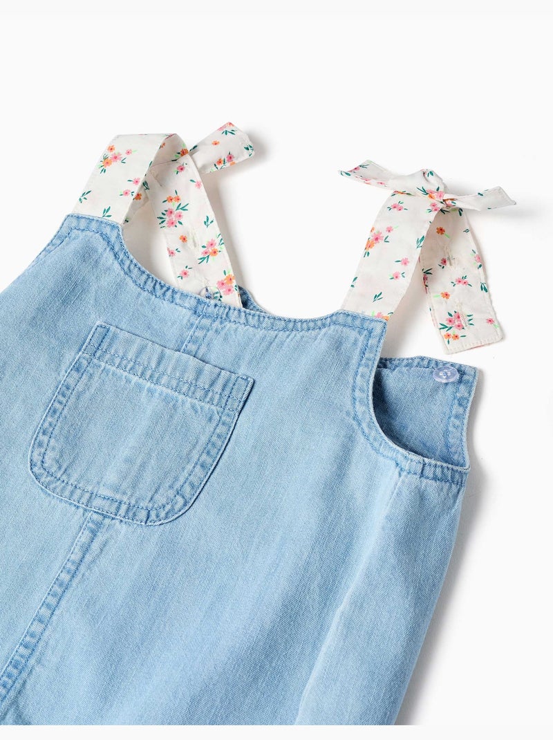 Denim jumpsuit met bloemenbandjes Blauw Blauw - Kiabi