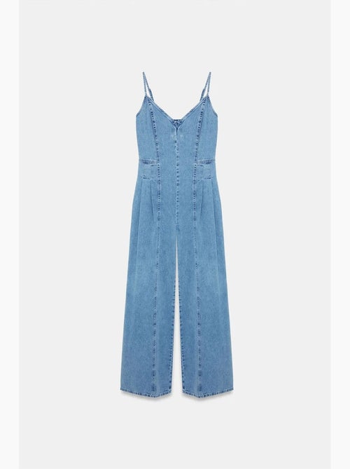 Denim jumpsuit met wijde pijpen dilvin - Kiabi