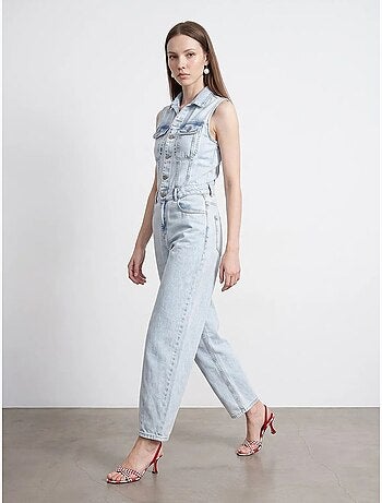 Denim jumpsuit van katoen met rechte pijp dilvin