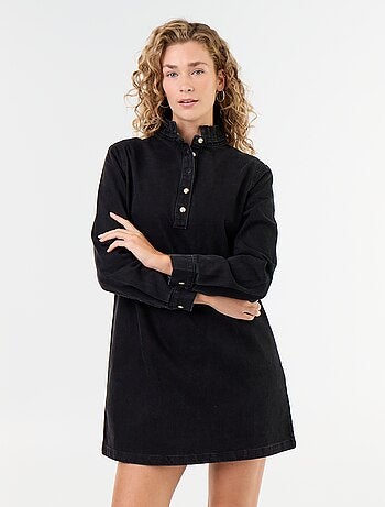 Denim jurk met frillkraag