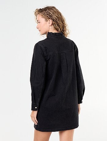 Denim jurk met frillkraag