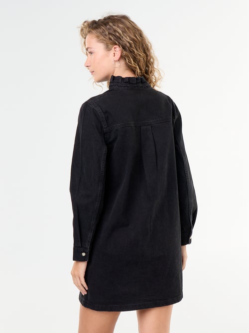 Denim jurk met frillkraag - Kiabi
