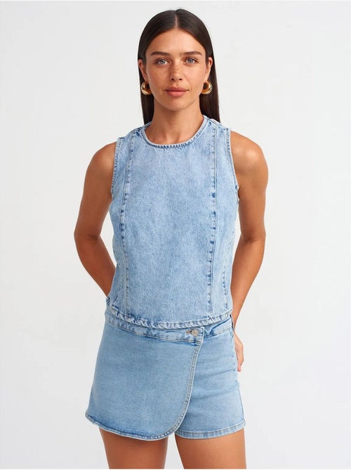 Denim minirok met hoge taille dilvin - Kiabi
