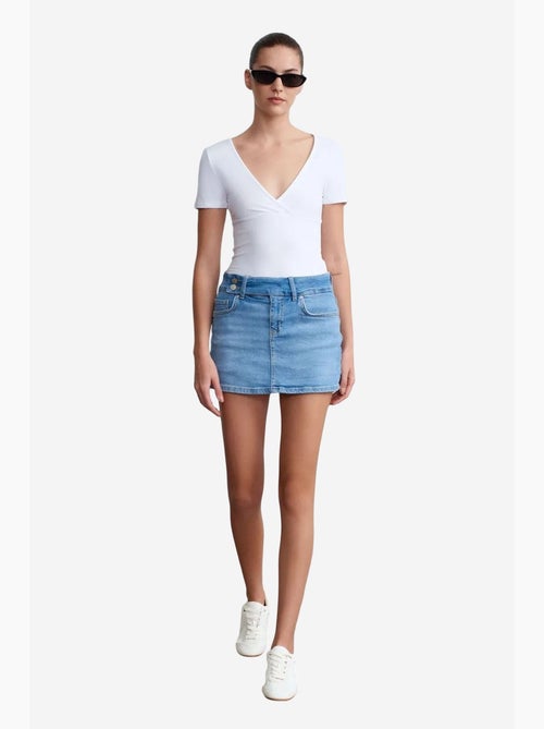 Denim minirok met hoge taille en riem dilvin - Kiabi