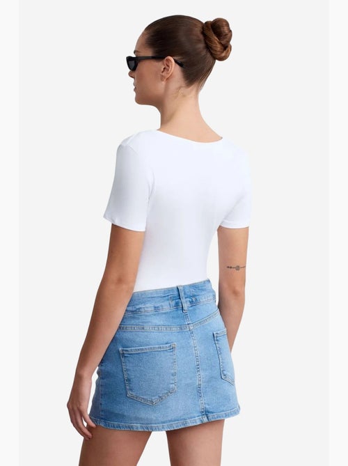 Denim minirok met hoge taille en riem dilvin - Kiabi