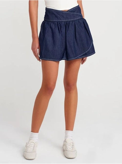Denim minirok met hoge taille en skaterpasvorm dilvin - Kiabi
