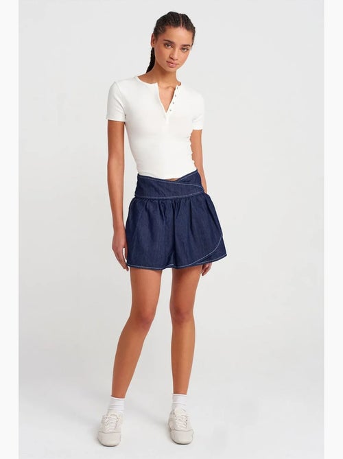 Denim minirok met hoge taille en skaterpasvorm dilvin - Kiabi