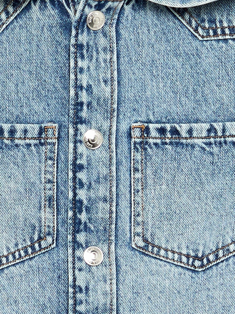 Denim overhemd met capuchon Blauw - Kiabi