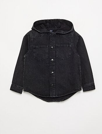 Denim overhemd met capuchon