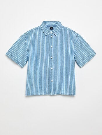 Denim overhemd met korte mouwen