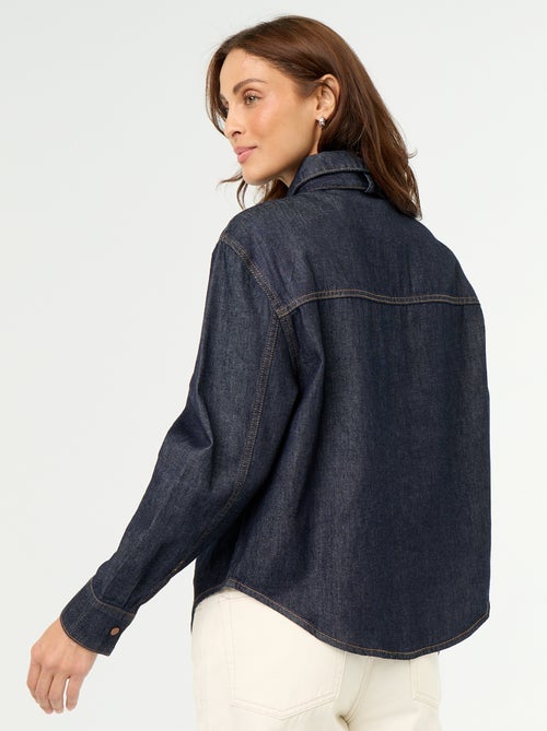 Denim overhemd met lavallièrekraag - Kiabi Denim overhemd met lavallièrekraag - Kiabi